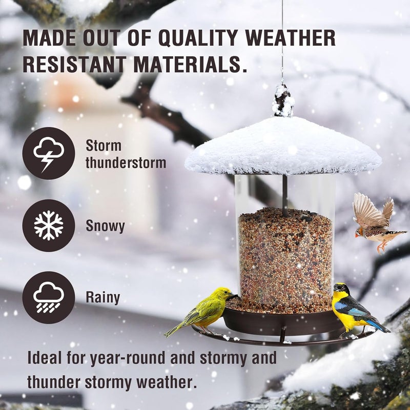Youvip Metal Bird Feeder for Outdoors Hanging,3.0LB Seed Feeder,Easy to Fill & Clean,360° Feeding,Weatherproof Roof for Gardens and Wild Birds,Brown - Image 5